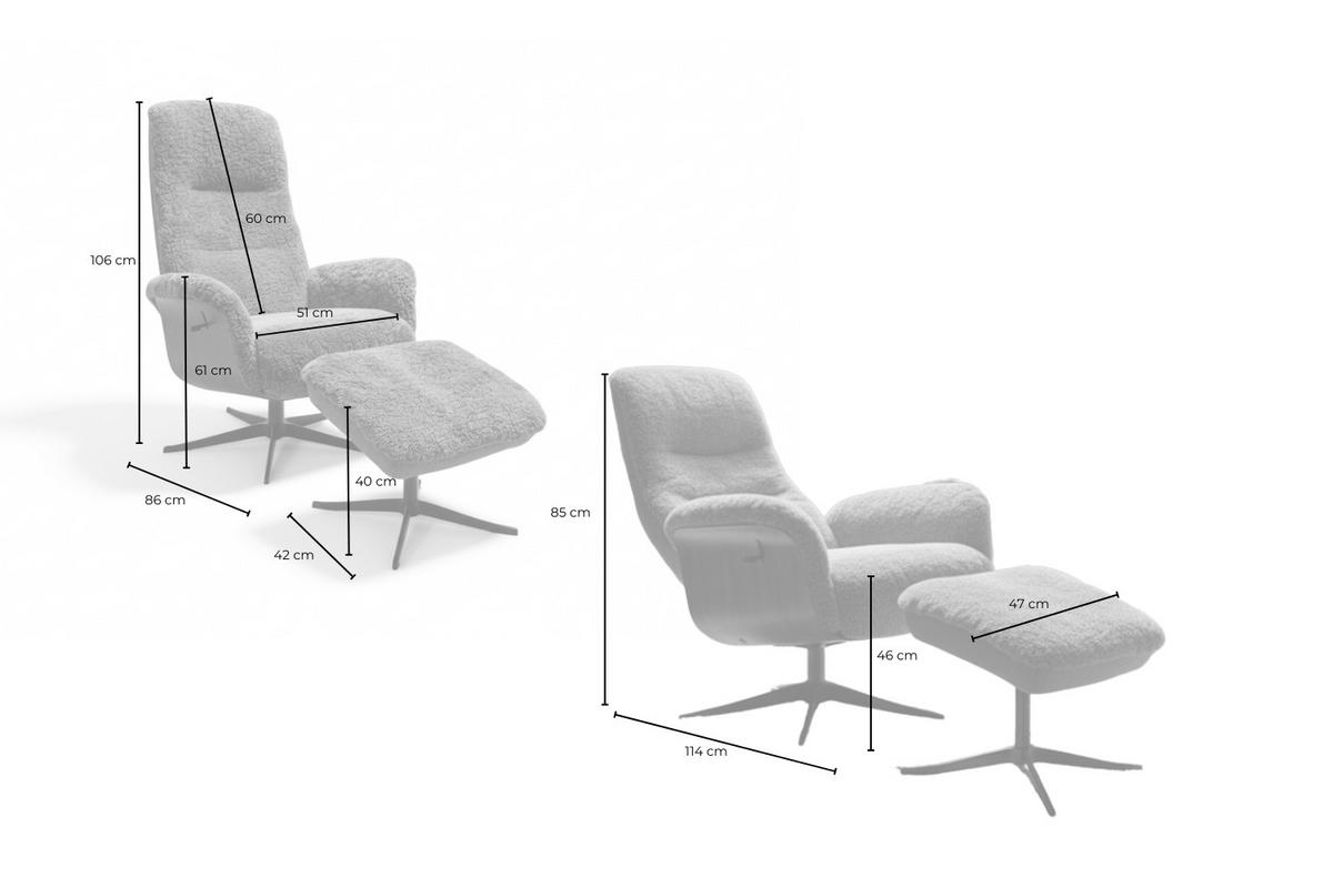 RELAXSESSEL SILVA Hellgrau Schaffell Relaxfunktion - Hellgrau/Schwarz, Naturmaterialien/Fell (77/106/86cm) - KAWOLA