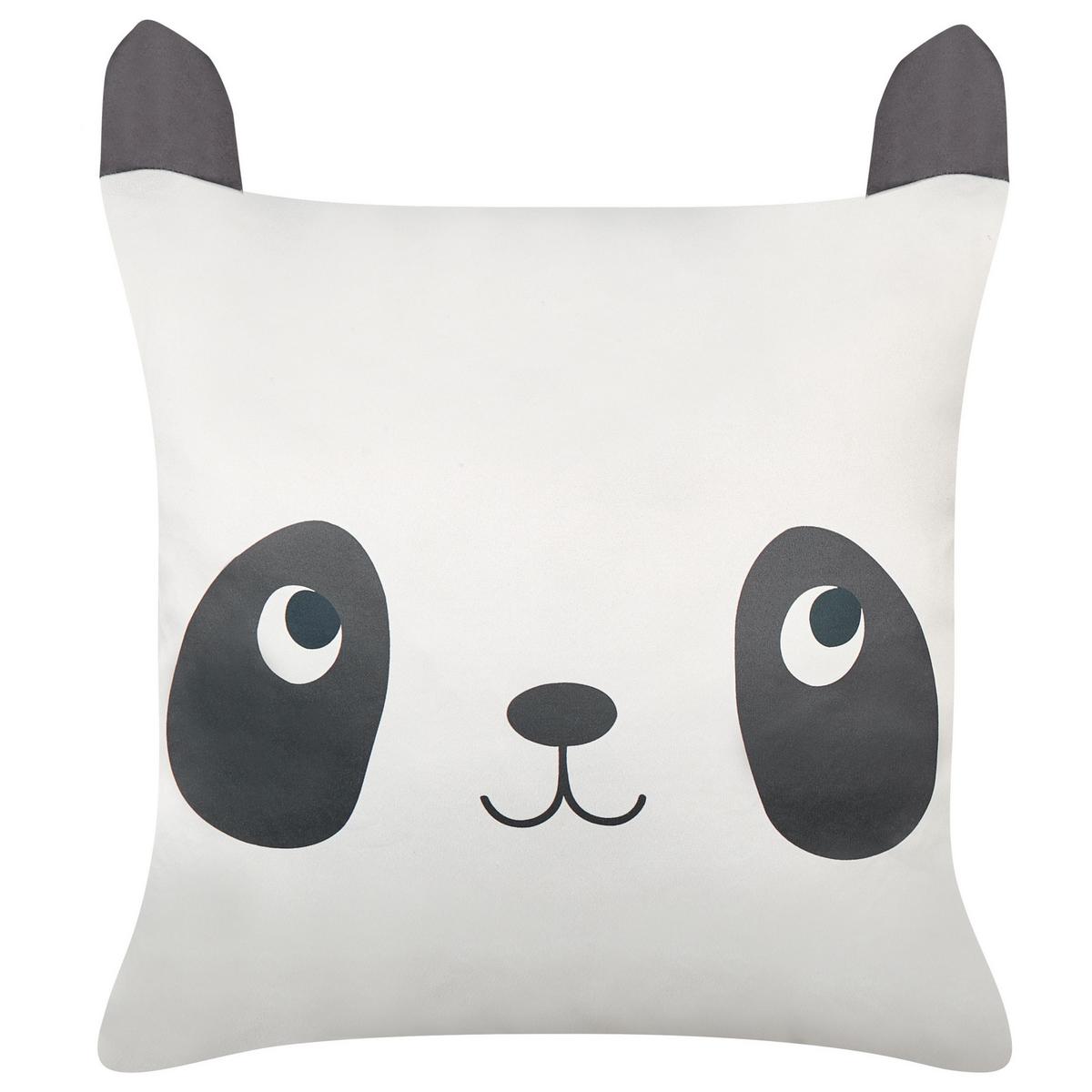 DEKOKISSEN 2er-Set Weiß 45/45 cm Pandapaw - Schwarz/Weiß, Naturmaterialien (45/45cm) - Beliani