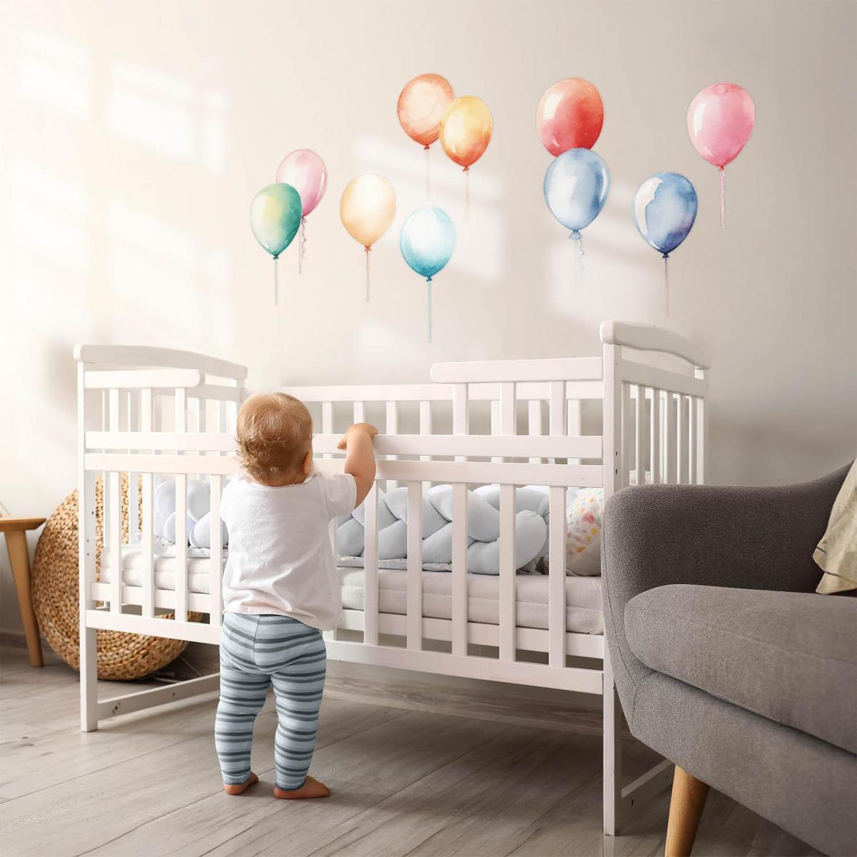 WANDAUFKLEBER 100x116cm - Bunte Luftballons - Multicolor, Kunststoff (100/116/0.1cm) - Wallfluent