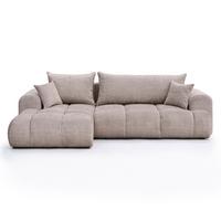 ECKSOFA MILANO Links mit Schlaffunktion und Bettkasten Grau-Braun - Graubraun, Kunststoff/Textil (265/145cm) - Idohome