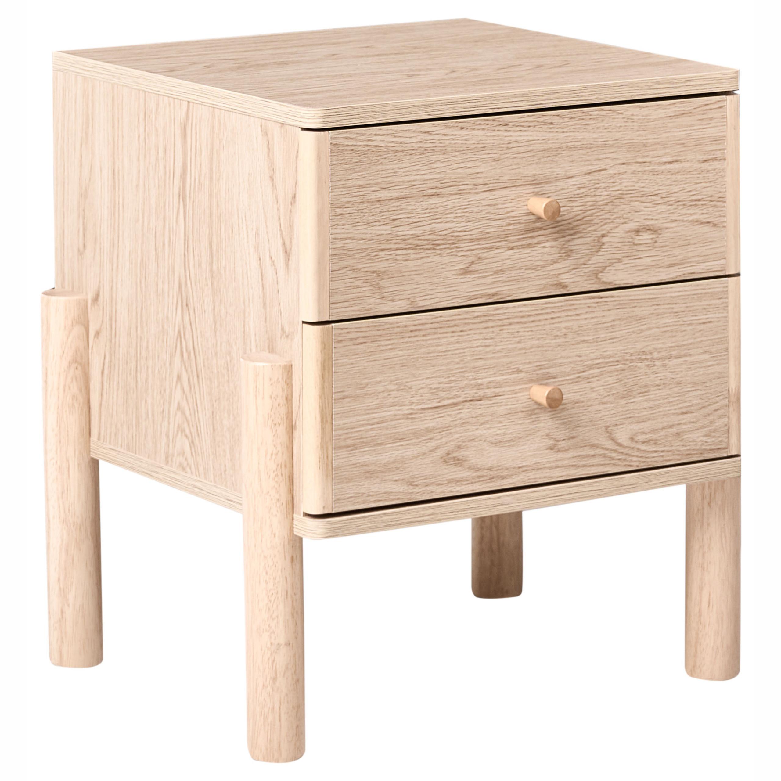 NACHTTISCH mit 2 Schubladen Hellbraun Collins - Hellbraun, Naturmaterialien (40/40/50cm) - Beliani