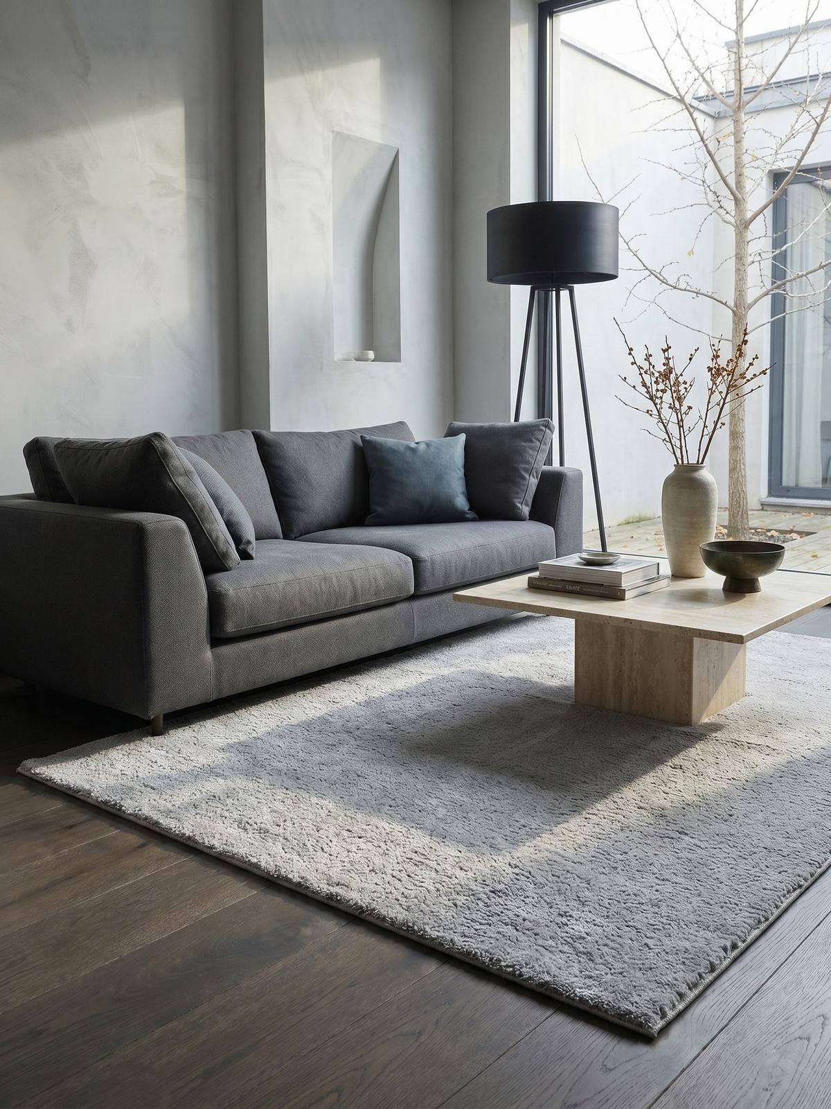 KURZFLORTEPPICH Antirutsch Uni RUTOR Polyester Grau 200 x 280 cm - Grau, Textil (200/280cm) - KADIMA DESIGN