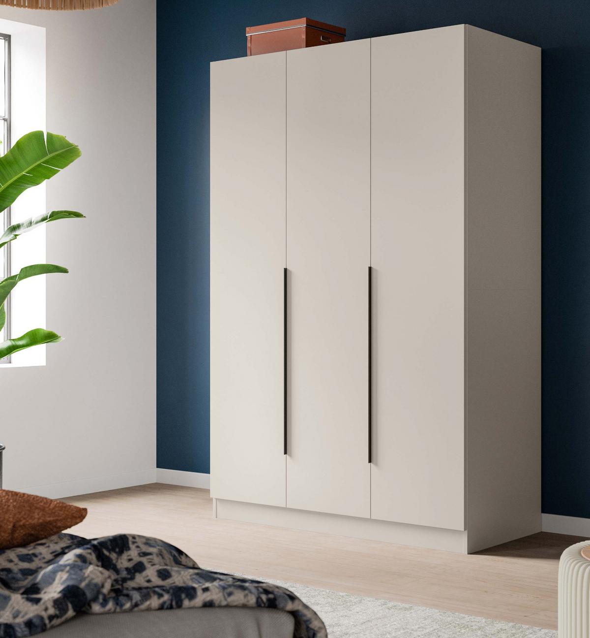 KLEIDERSCHRANK kaschmir 120 x 181 cm, Drehtürenschrank 3-türig - Kaschmir/Schwarz, Holzwerkstoff/Kunststoff (120/181/52cm) - Inn.Furn