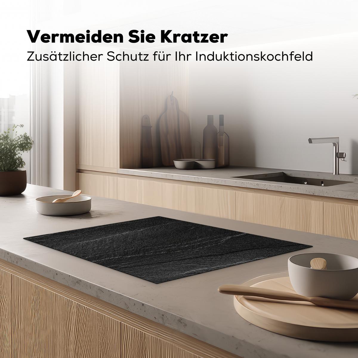 HERDABDECKPLATTE Stein - Anthrazit - Dunkelgrau - Steinstruktur Herdabdeckung Induktionsfeld 70x52 cm - Anthrazit, Kunststoff (70/52/0.2cm) - MuchoWow