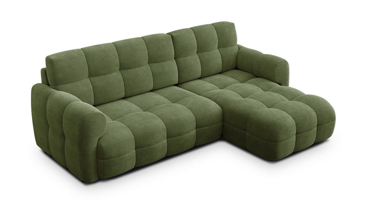 ECKSOFA MELLOW 3-Sitzer, olive - Schwarz/Grün, Holz/Textil (232/156cm) - Wozimo