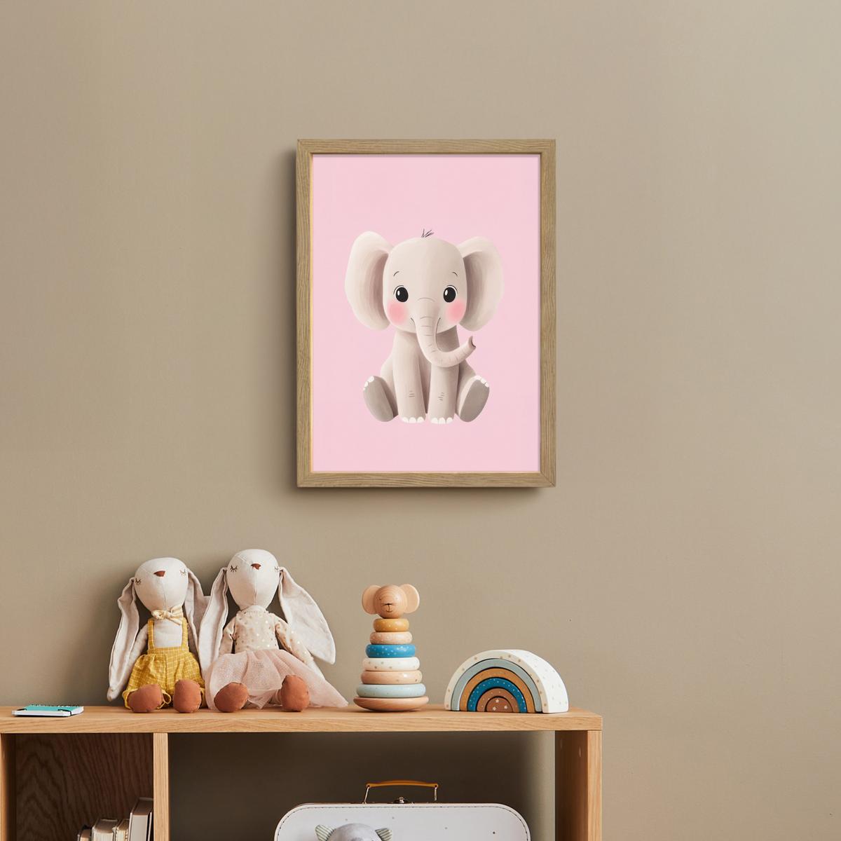 NACHTTISCHLAMPE MIT AKKU Elefant - Baby - Rosa - Cartoon 30x40 cm - Rosa, Holzwerkstoff (8/30/40cm) - OnlyWow