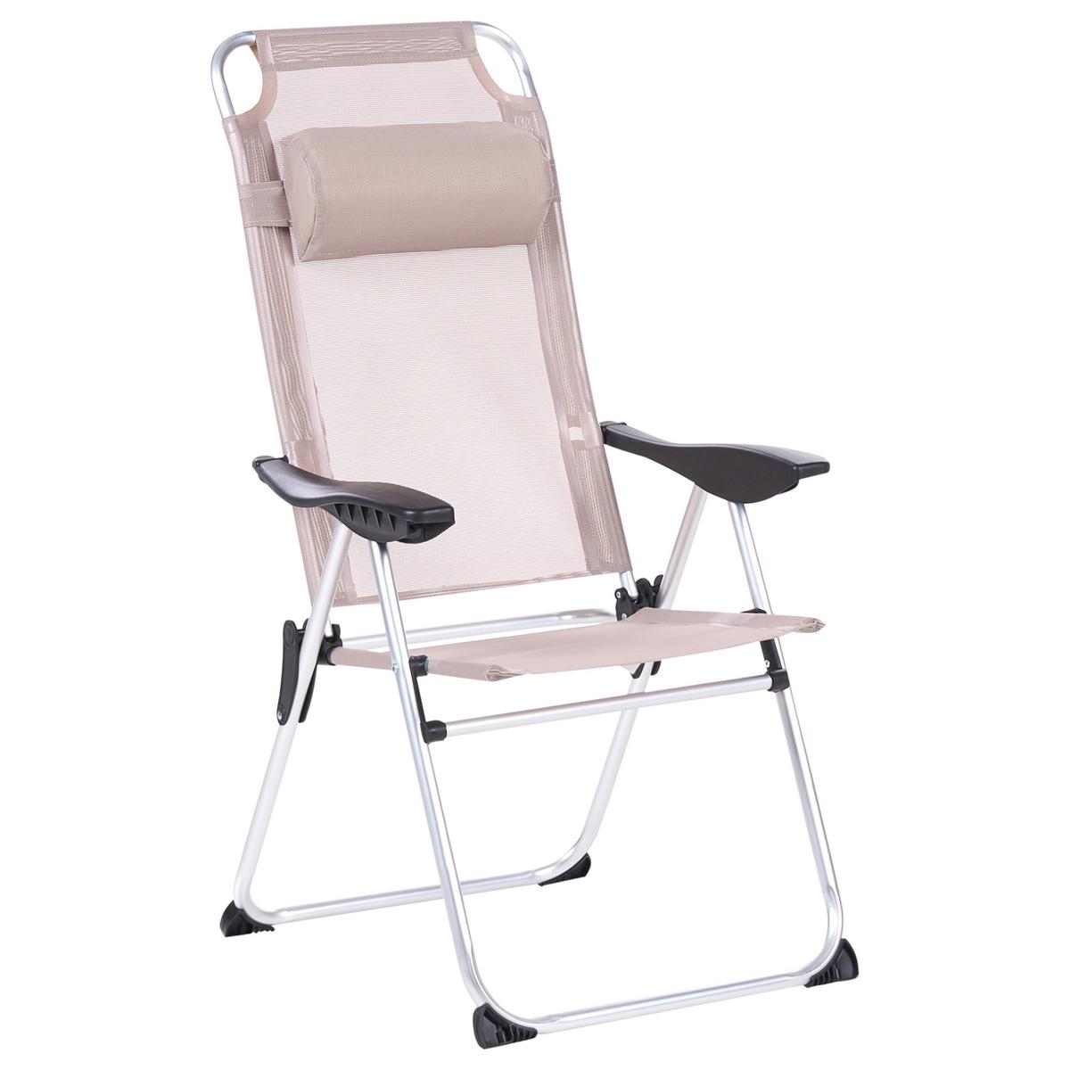 GARTENSTUHL 2er-Set klappbar Metall Beige Asine - Beige, Metall (52/108/59cm) - Beliani