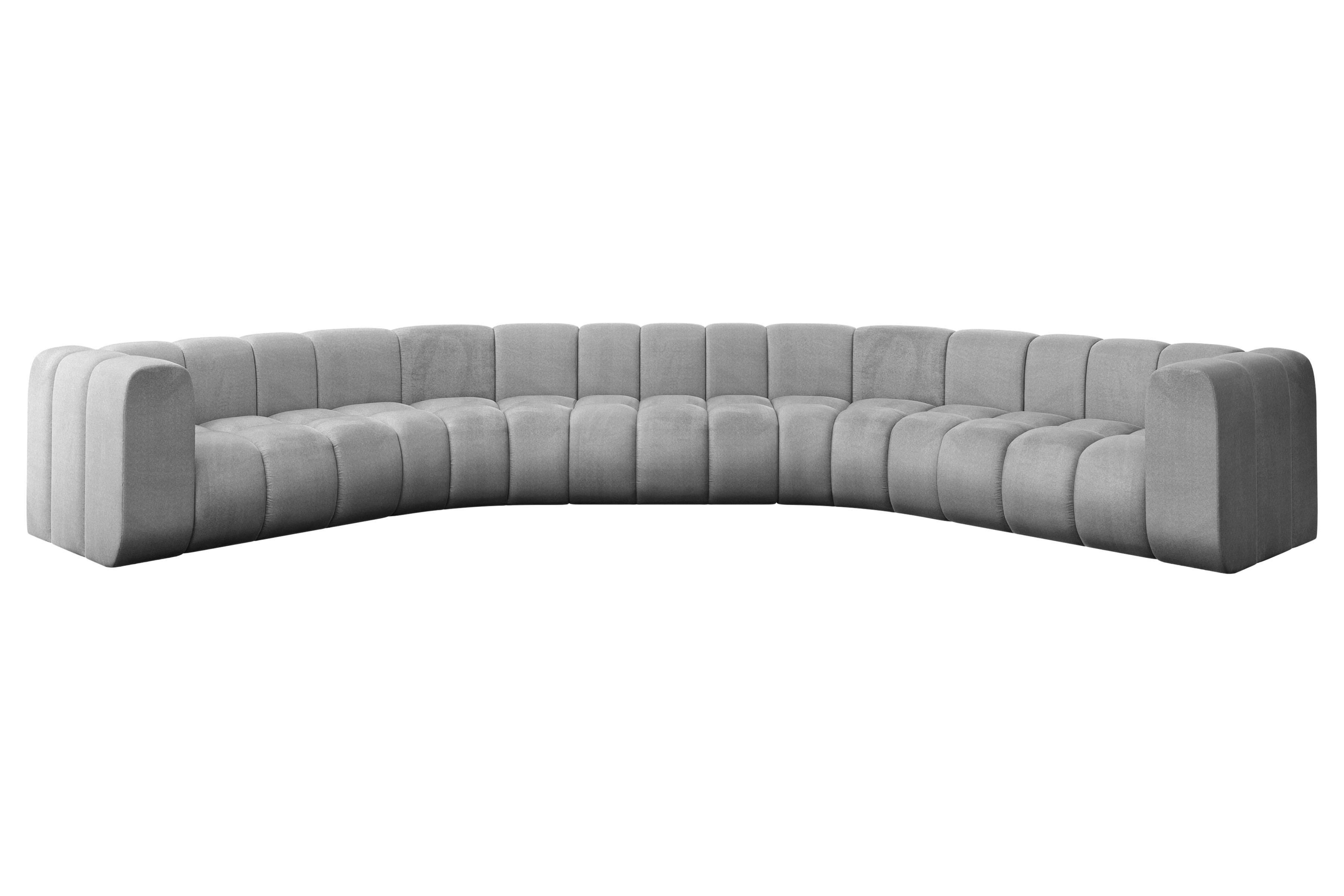 WOHNLANDSCHAFT modulares Sofa Lazro-U1 - 373x373x70 cm Grau - Hellgrau, Holzwerkstoff/Textil (373/70/373cm) - ALTDECOR