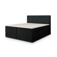 BOXSPRINGBETT MATERN 200x200 cm mit Matratze und Topper, H2+H3 - Schwarz - Schwarz, Holz (200/200cm) - MASSENO
