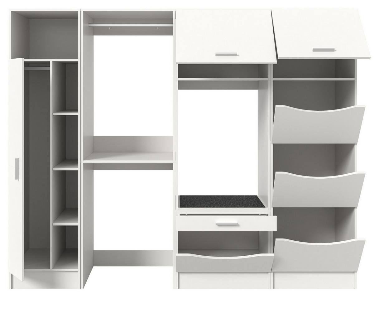 WASCHMASCHINENSCHRANK weiß Set 4-teilig 242 cm, Waschmaschinenumbau XXXL mit viel Stauraum - Silberfarben/Weiß, Glas/Holzwerkstoff (242/196/68cm) - Inn.Furn