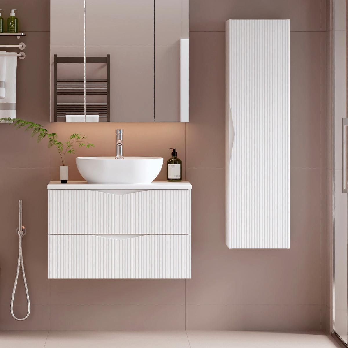 HÄNGESÄULE Tao Weiß - Weiß, Holzwerkstoff (34.5/130/32cm) - Petits-meubles