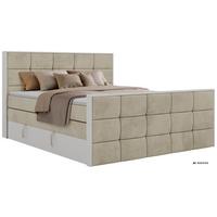BOXSPRINGBETT ALVIT KING DUO 180/200 - Beige Velvet - Topper T25 - H3 - Beige/Schwarz, Kunststoff/Textil (180/200cm) - MKS