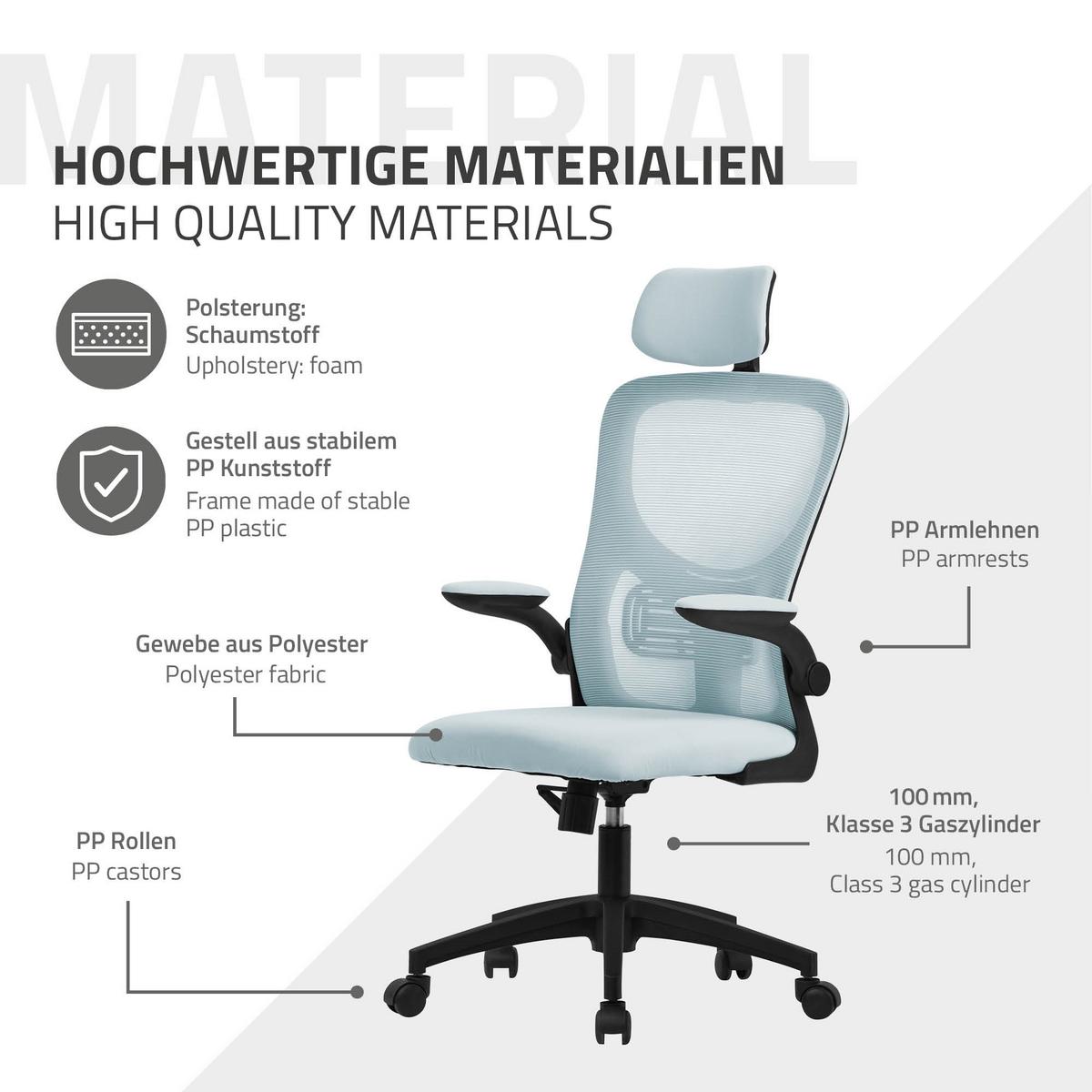 BÜROSTUHL Blau - Blau/Schwarz, Kunststoff (60.5/121/60cm) - ML-DESIGN