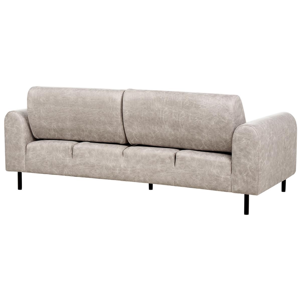 3-SITZER-SOFA Lederoptik hellgrau Askim - Schwarz/Grau, Textil (207/87/89cm) - Beliani