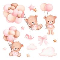 AUFKLEBER 100x154 cm Bären Ballons - Pink, Kunststoff (100/154/0.1cm) - TULUP