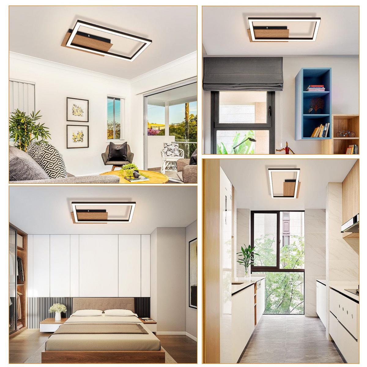 LED-DECKENLEUCHTE French 25.6/20.6/4.1 cm - Schwarz, Metall (25.6/20.6/4.1cm) - Nettlife