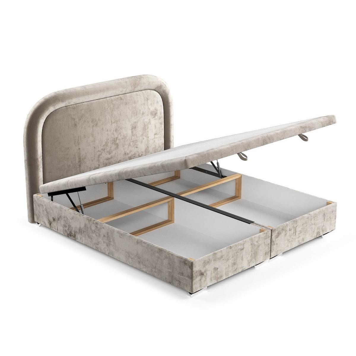 POLSTERBETT Harmony mit Stauraum 180/200 cm Beige im Lotta Stoff - Chromfarben/Beige, Holz/Holzwerkstoff (180/200cm) - AltaBeds