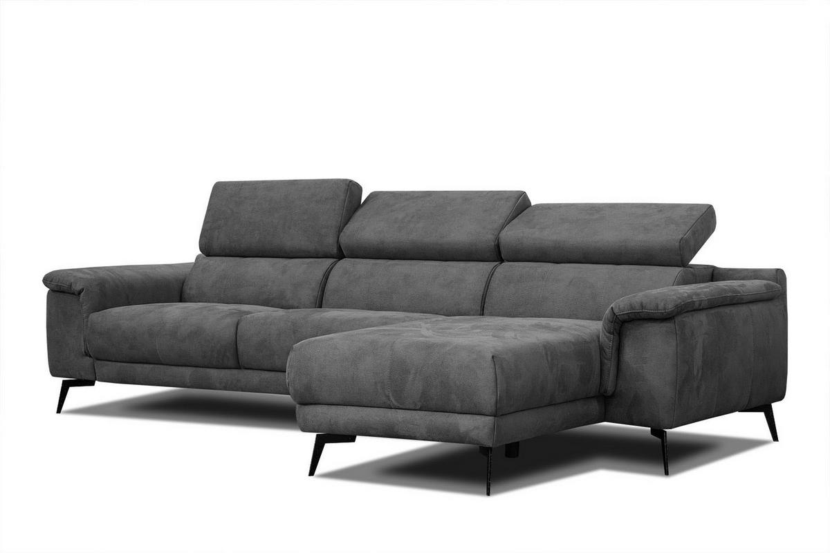ECKSOFA FIERO 4-Sitzer, dunkelgrau - Dunkelgrau/Schwarz, Holzwerkstoff/Textil (288/170cm) - Wozimo