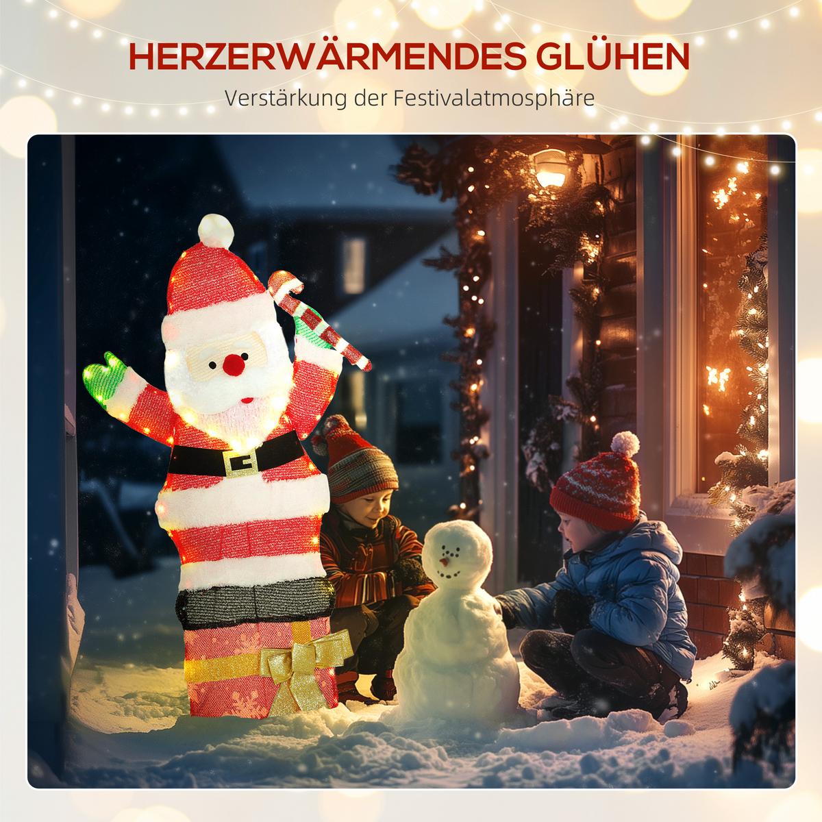 97ER LED Weihnachtsdeko, Weihnachten Weihnachtsmann Weihnachtsbeleuchtung - Multicolor, Textil (30/93/52cm) - Outsunny