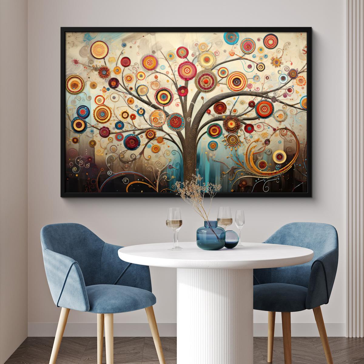 POSTER MIT RAHMENGERAHMTES BILD Baum - Baum des Lebens - Farbe 120x80 cm - Braun, Papier (120/80cm) - MuchoWow