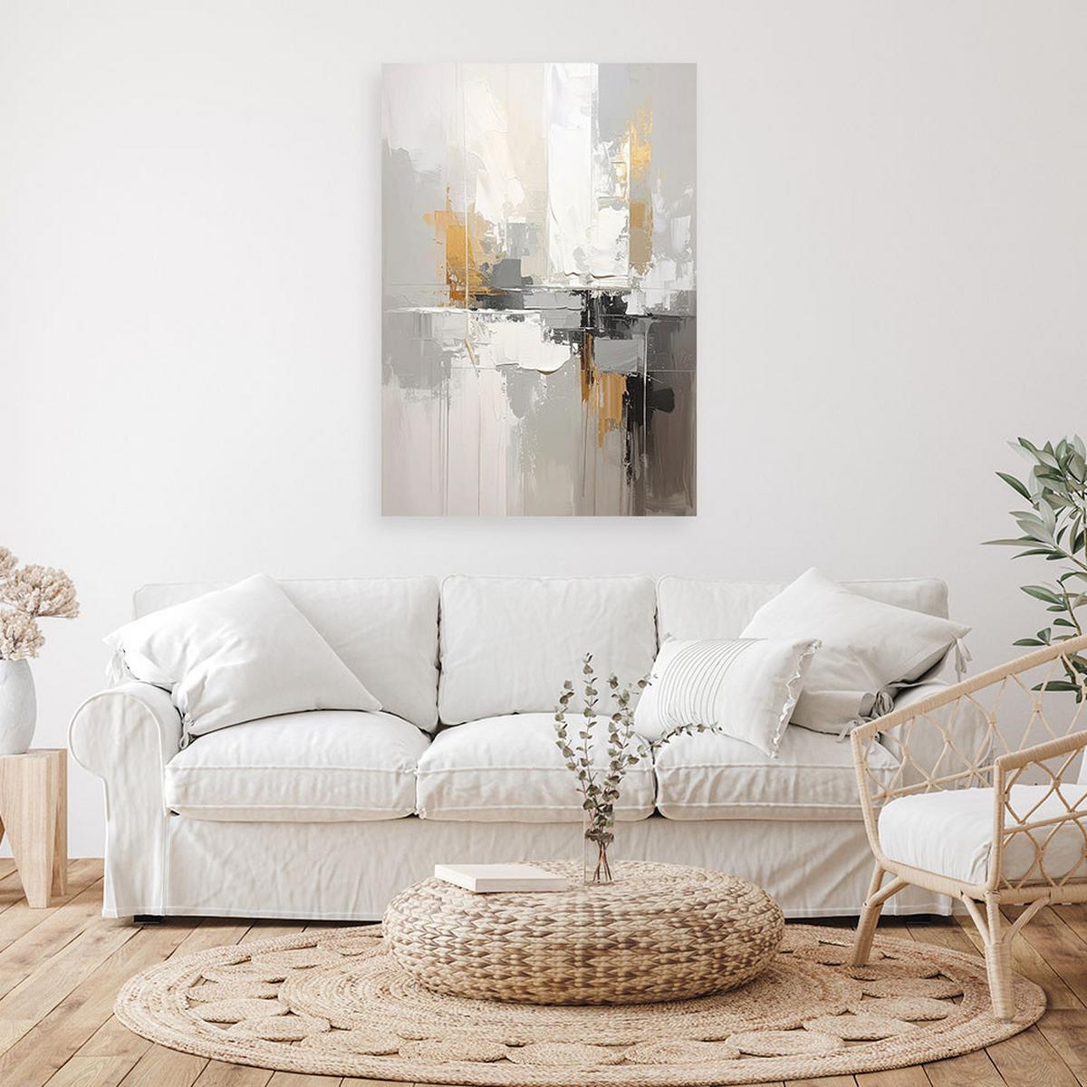LEINWANDBILDER, Moderne Abstraktion - Weiß, Textil (70/100cm) - Feeby