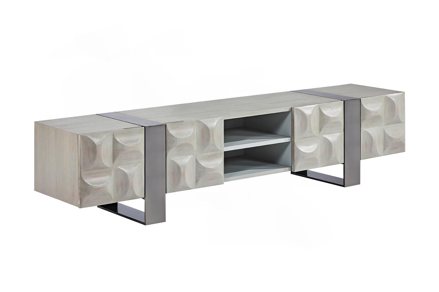 LOWBOARD MARGO Grau Holz, Metall - Grau, Holzwerkstoff/Metall (180/42/40cm) - KAWOLA