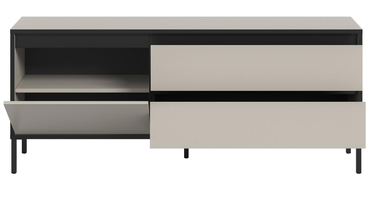 LOWBOARD Sand / Kaschmir mit schwarz, Flat-TV Unterschrank 150 cm, Komforthöhe - Sandfarben/Kaschmir, Holzwerkstoff/Metall (150/62/38cm) - Inn.Furn
