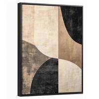 LEINWAND Bilder mit Rahmen - Abstrakt - Flugzeuge - Schwarz - Rund - 30x40 - Beige, Textil (30/40cm) - MuchoWow