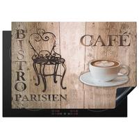 HERDABDECKPLATTE Bistro Parisien - Café - Kaffee - Jahrgang Herdabdeckung Induktionsfeld 75x52 cm - Cappuccino, Kunststoff (75/52/0.2cm) - MuchoWow