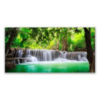 LEINWANDBILD 120x60 cm Wasserfall im Wald - Braun/Hellblau, Textil (120/4cm) - TULUP
