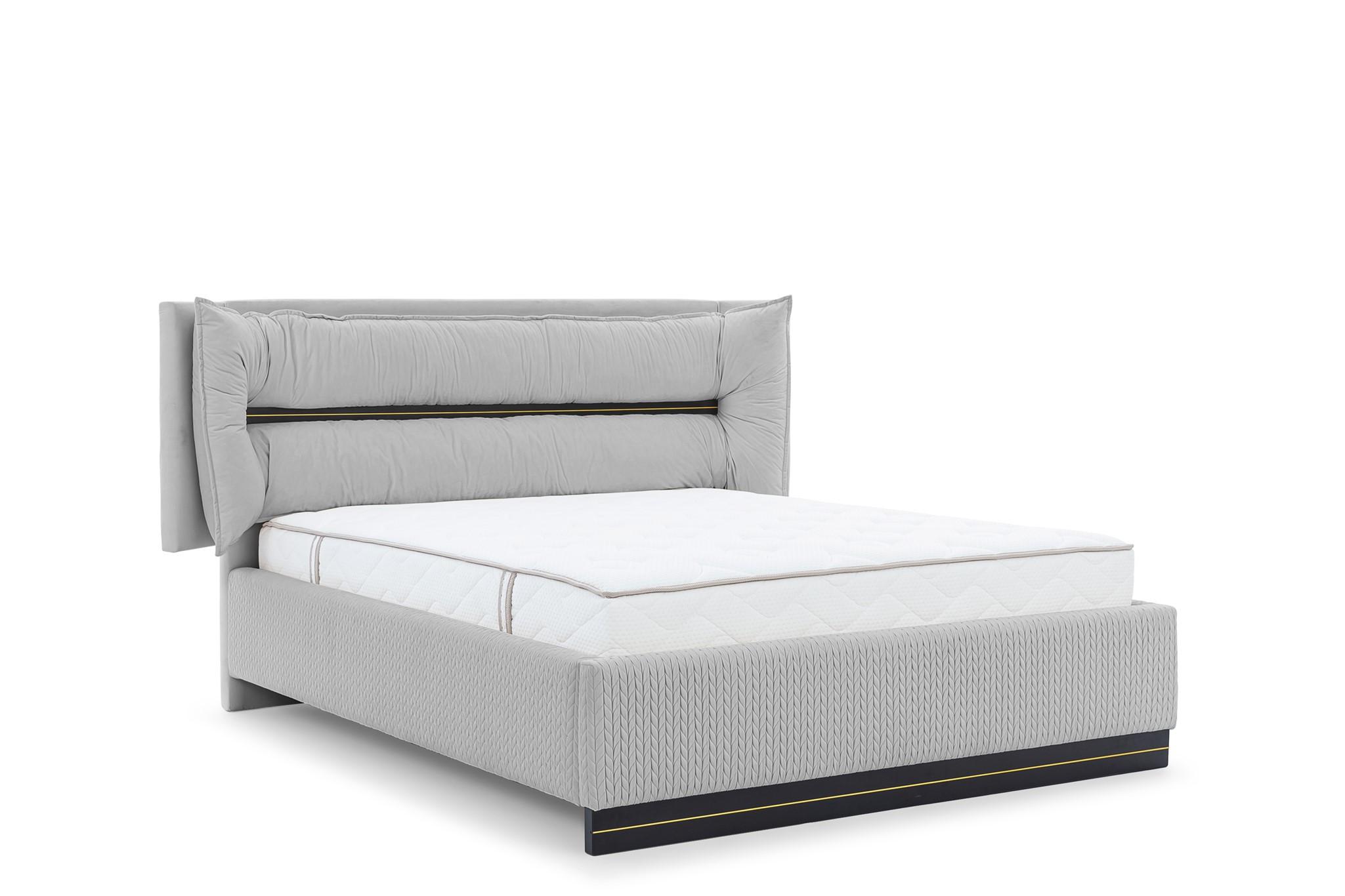 POLSTERBETT Hamilton Magic Velvet Set.3 - Hellgrau, Holzwerkstoff/Textil (160/200cm) - Fun Möbel