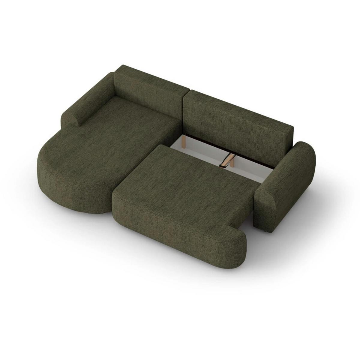 ECKSCHLAFSOFA Olivio L Olivgrün - Schwarz/Olivgrün, Kunststoff/Textil (266/170cm) - Beautysofa