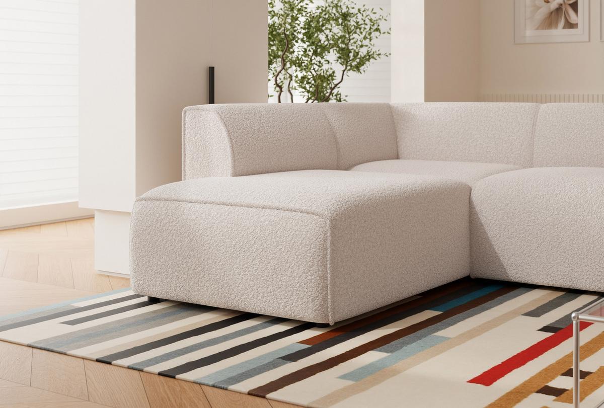 ECKSOFA ZAVO Links Feiner Mischstoff in Creme - Creme, Kunststoff/Textil (310/218cm) - Idohome