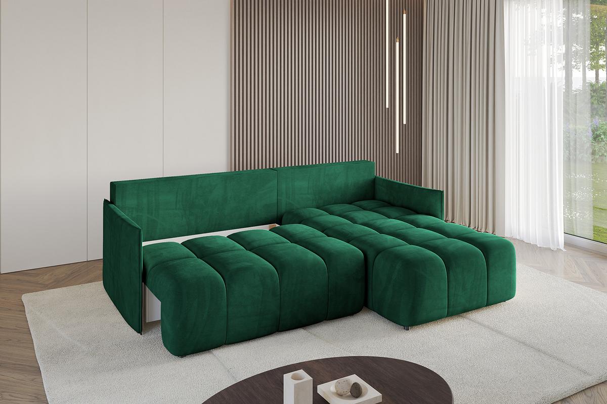 ECKSOFA Ottomane rechts LONLI-L 251x189x68 Dunkelgrün Velours - Dunkelgrün, Holzwerkstoff/Kunststoff (189/251cm) - ALTDECOR