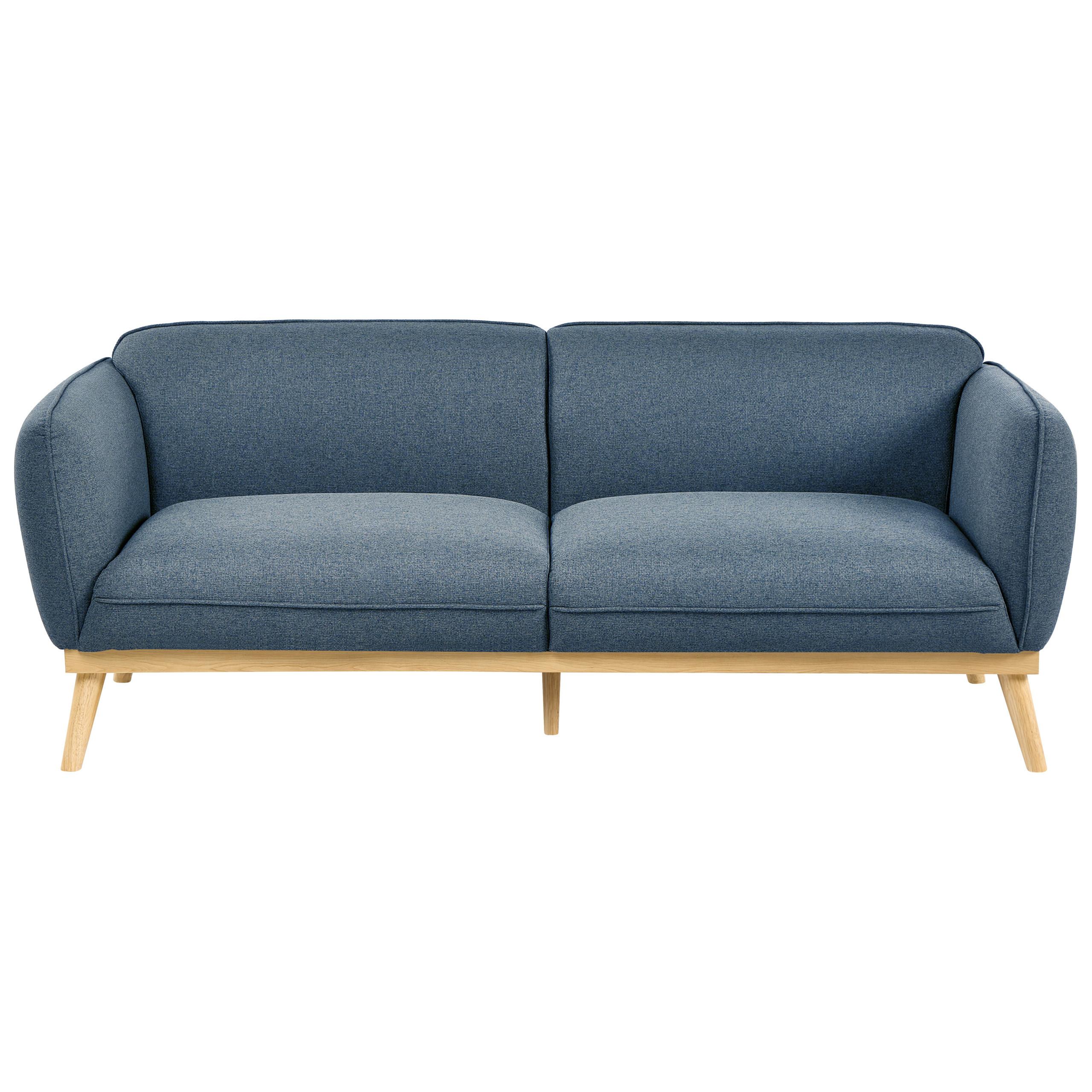 3-SITZER-SOFA Stoff Blau Ljung - Hellbraun, Textil (210/82/82cm) - Beliani