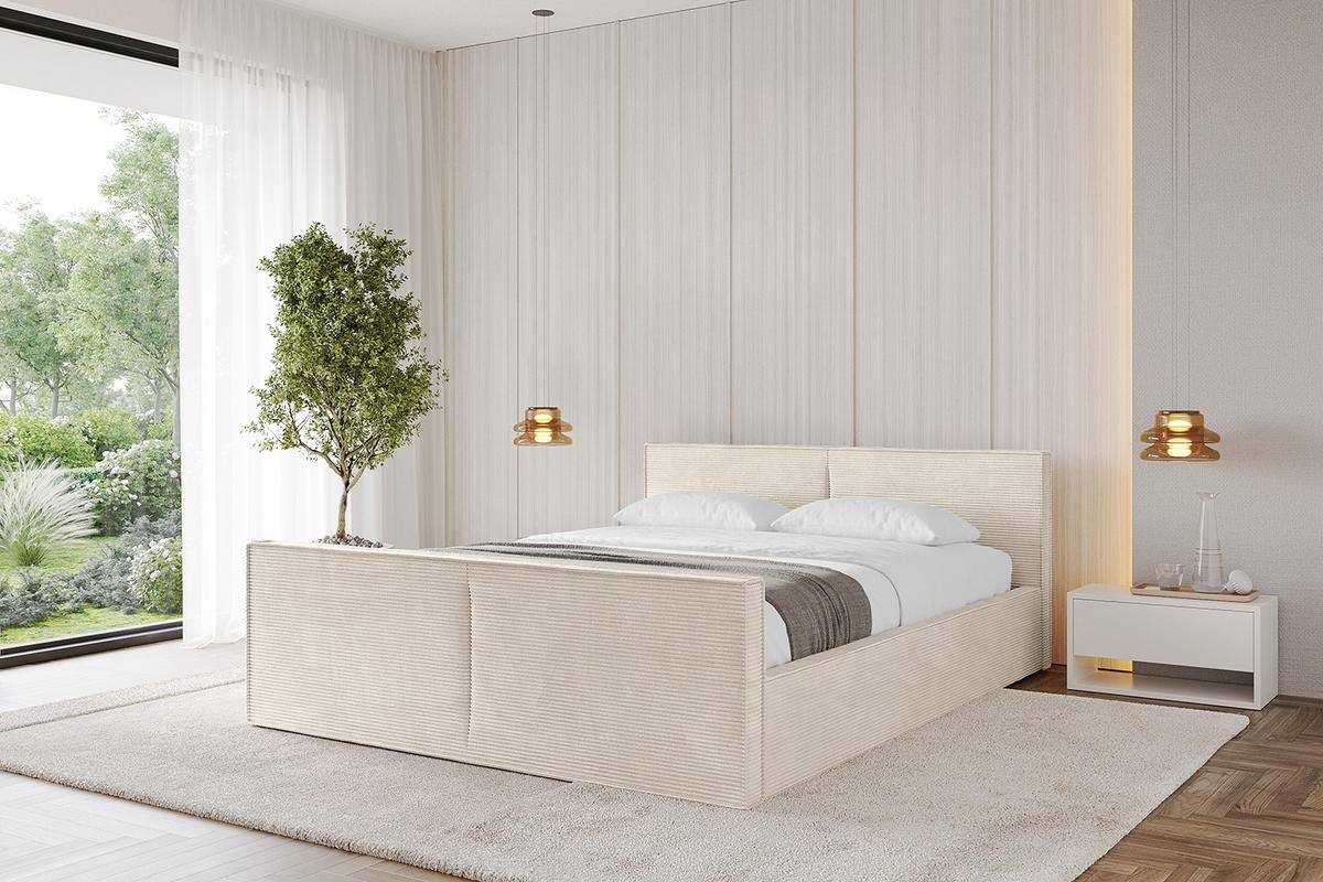 POLSTERBETT mit Bettkasten, Fußteil und Lattenrost, Boxbett mit Matratze H3/H4 - TIVON-Z-V1 180x200 Beige - Creme, Holzwerkstoff/Textil (180/200cm) - ALTDECOR