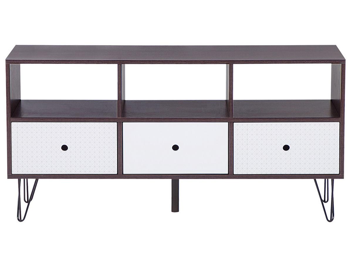 TV-MÖBEL Dunkelbraun, Weiß FOSTON 35/120/60 cm - Dunkelbraun, Holzwerkstoff (120/60/35cm) - Beliani