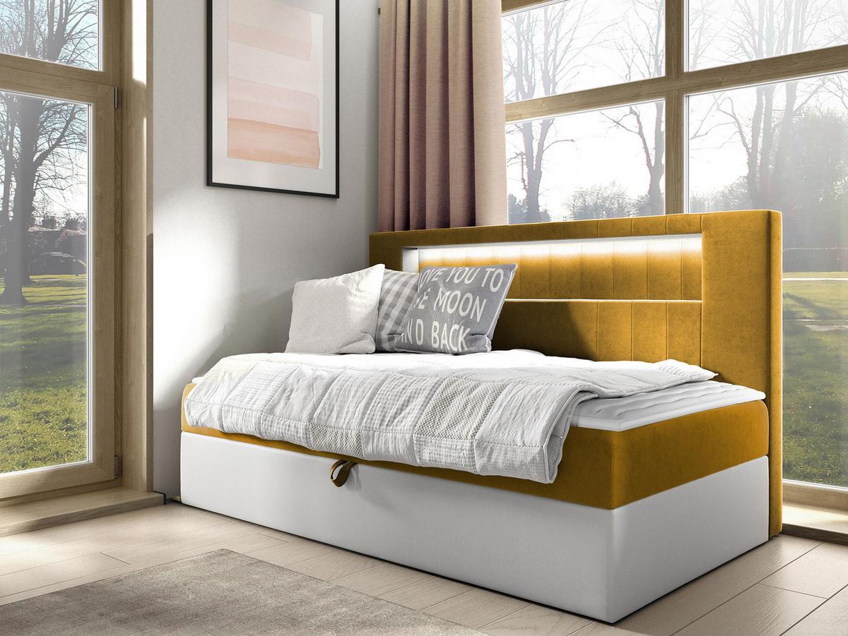 BOXBETT Gold Junior 2 - H3 - Gelb/Weiß, Holz (90/200cm) - MIRJAN24