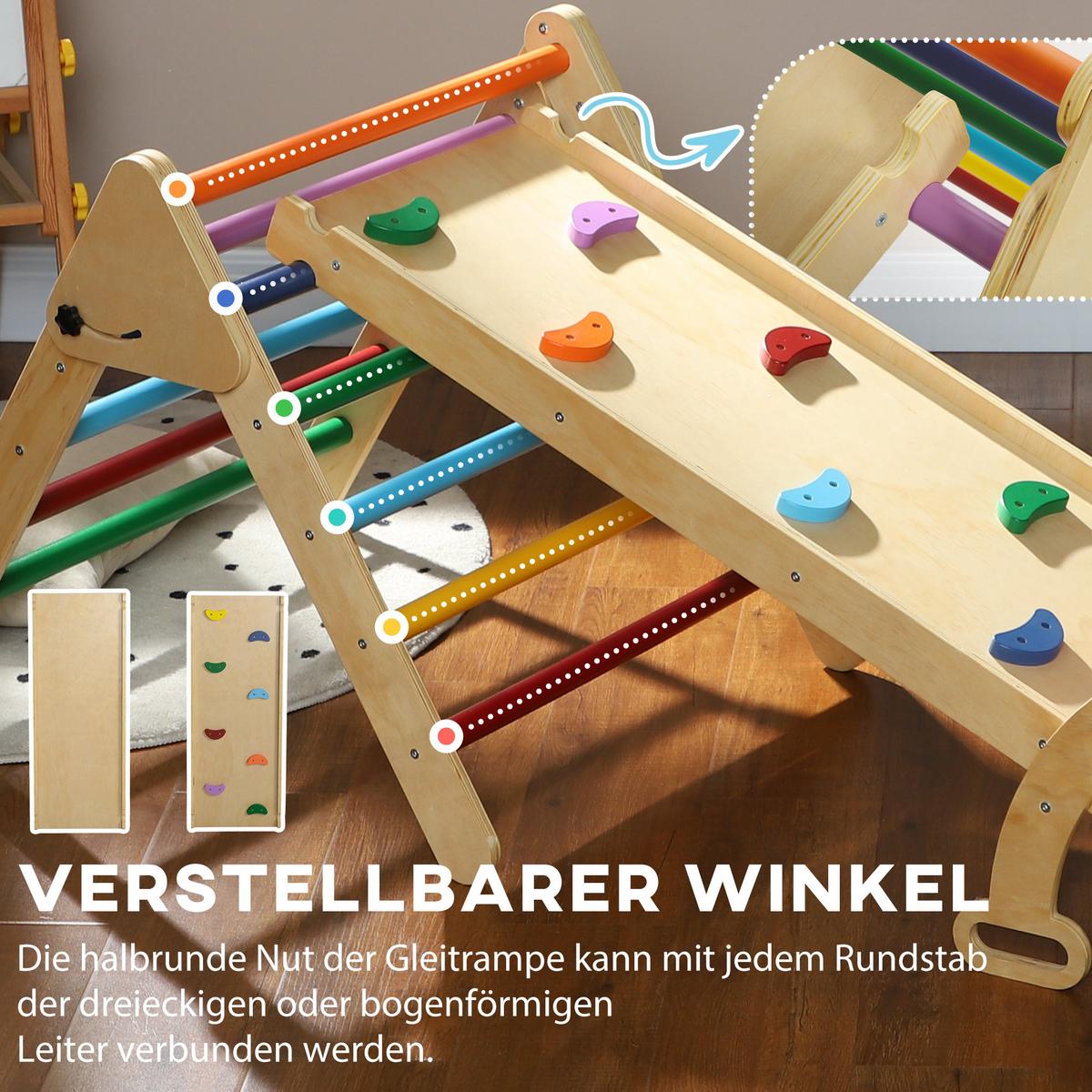 KLETTERGERÜST - Multicolor, Holzwerkstoff (64.5/59/178cm) - AIYAPLAY