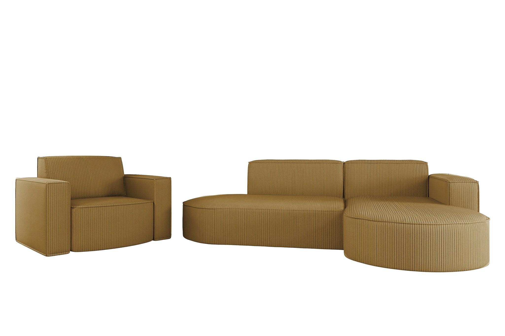 SOFASET Palma In Scala - Gelb, Holzwerkstoff/Textil (236/78/165cm) - Fun Möbel