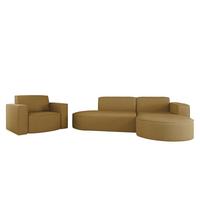 SOFASET Palma In Scala - Gelb, Holzwerkstoff/Textil (236/78/165cm) - Fun Möbel