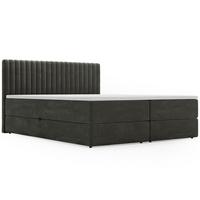 BOXBETT Marbella 160x200 Dunkelgrau - Dunkelgrau, Holz/Textil (160/200cm) - Graingold