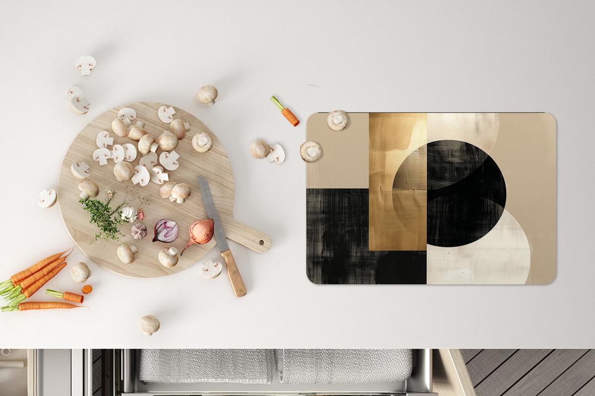 PLATZSETS 6er-Set Abstrakt - Modern - Schwarz - Gold Tisch Untersetzer-Set 45x30 cm - Goldfarben, Kunststoff (0.3/45/30cm) - MuchoWow