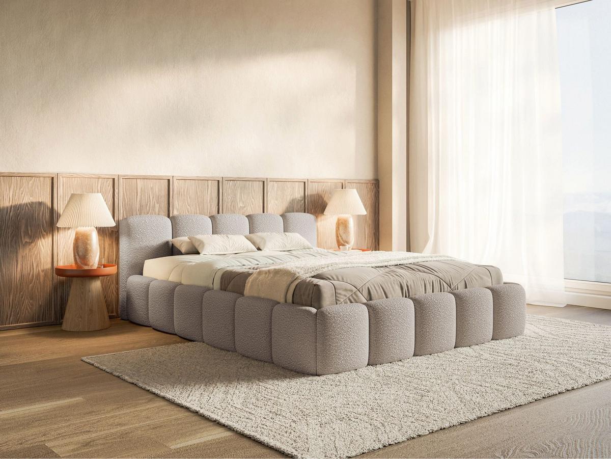 POLSTERBETT Cloudy Low Hellgrau Bouclébezug 160x200 - Hellgrau, Textil (160/200cm) - Selsey