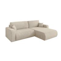 ECKSOFA mit Schlaffunktion Ottomane Rechts BERY-L 276x193x88 Creme Velours - Creme/Schwarz, Holzwerkstoff/Kunststoff (276/193cm) - ALTDECOR