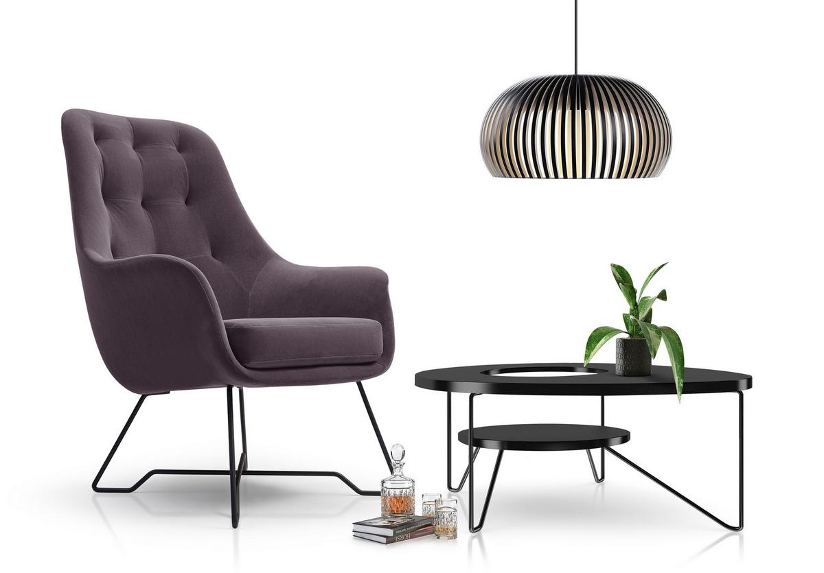 SESSEL SEDUTA, Modern Polstersessel Loungesessel, Velours-Stoff Grau - Grau, Holz/Metall (72.5/101.5/83cm) - MASSENO