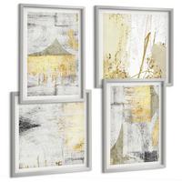 BILDER SET 4er Set - 50x50 cm & 40x60 cm Silberner Rahmen - Abstrakte minimalistische Muster - Silberfarben, Kunststoff (50/50cm) - TULUP