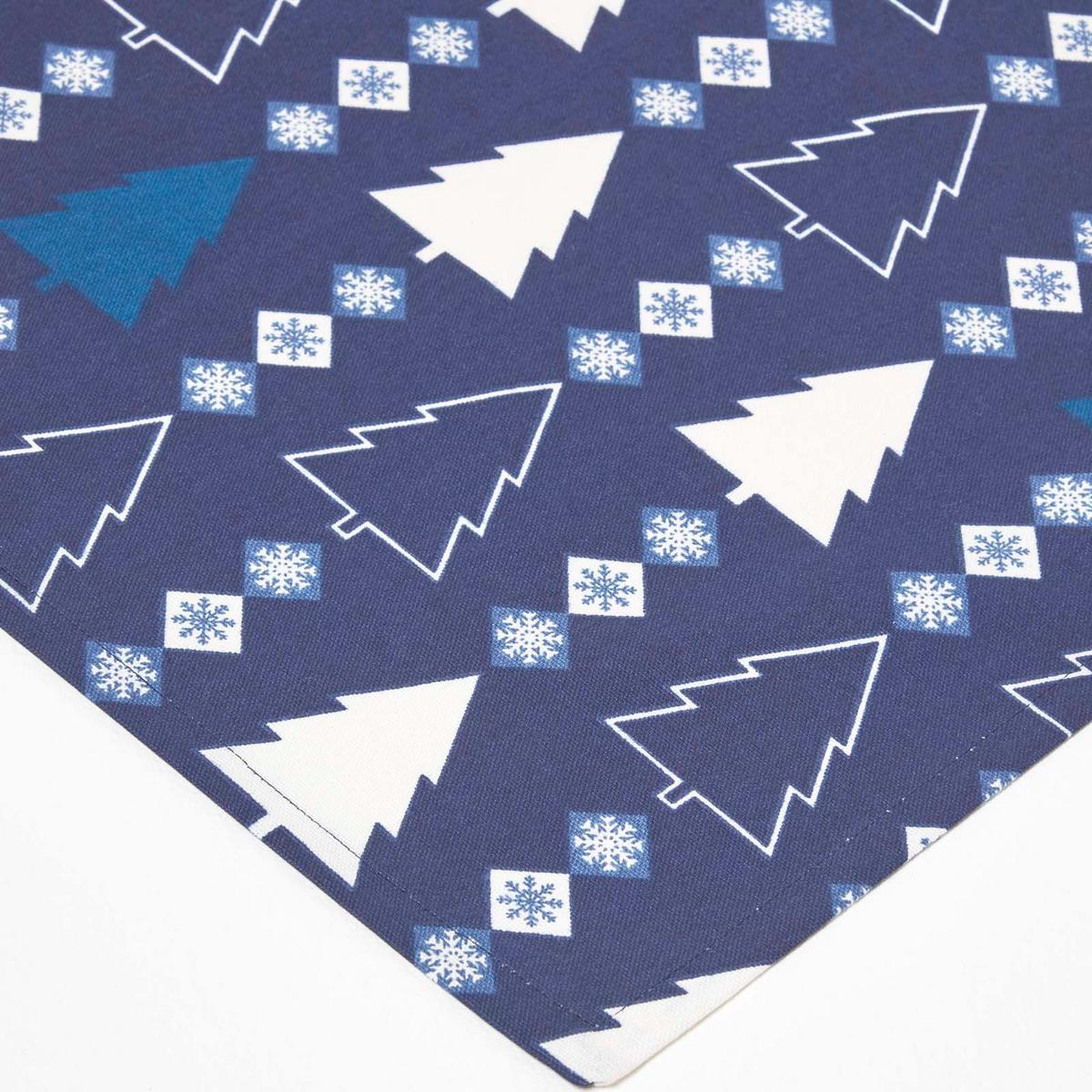 WEIHNACHTSSERVIETTEN Winterland, 4er-Set blaue Stoffservietten 45/45 cm - Blau, Textil (45/45cm) - Homescapes