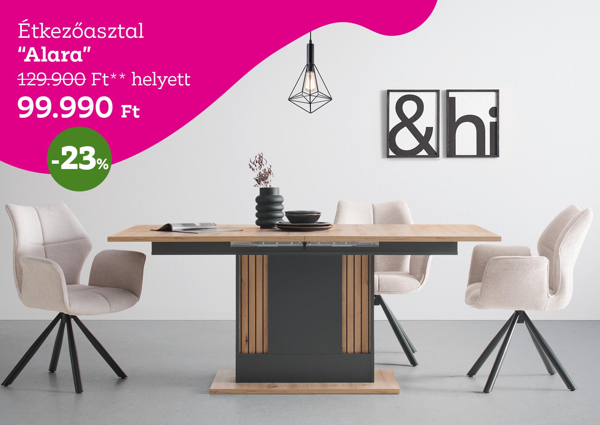 Étkezőasztal Alara 129900 Forint helyett 99990 Forint, kedvezmény mértéke 23%