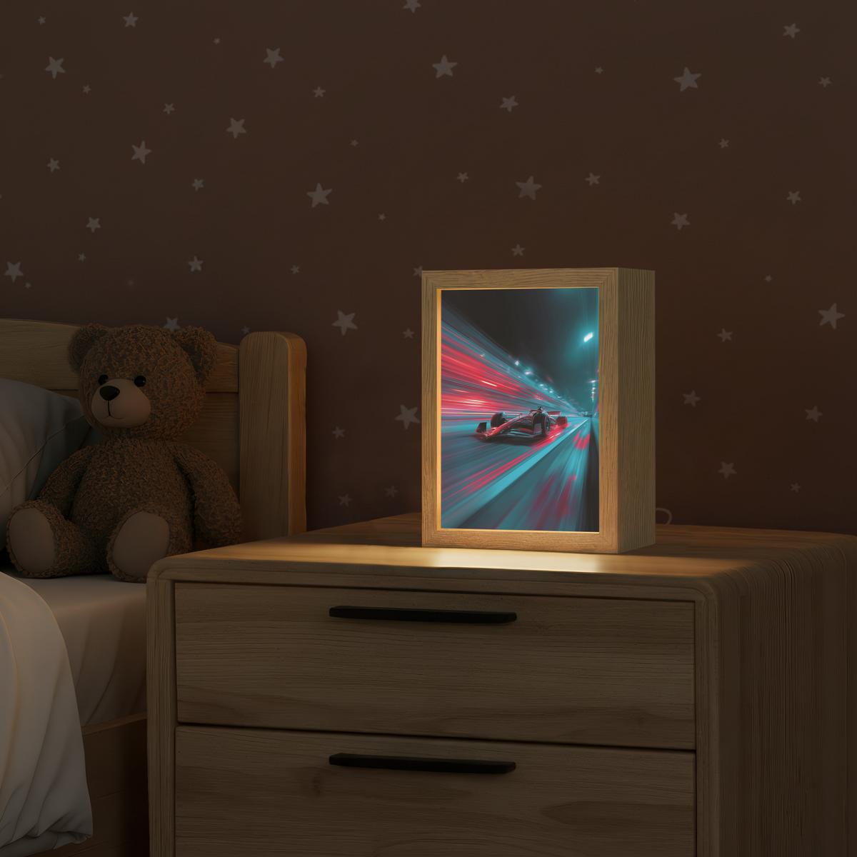 NACHTTISCHLAMPE Rennwagen - Rot - Geschwindigkeit 15x20 cm - Türkis, Holzwerkstoff (8/15/20cm) - OnlyWow